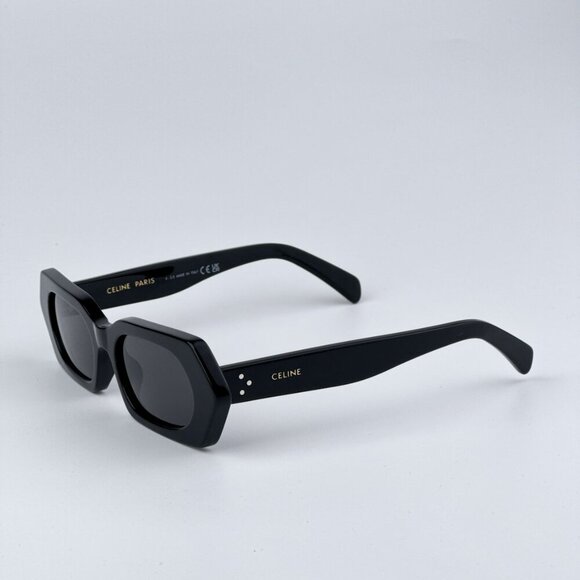 Celine CL40243I 01A BRAND NEW Sunglasses Shiny Black Smoke Rectangle Unisex - Picture 6 of 10